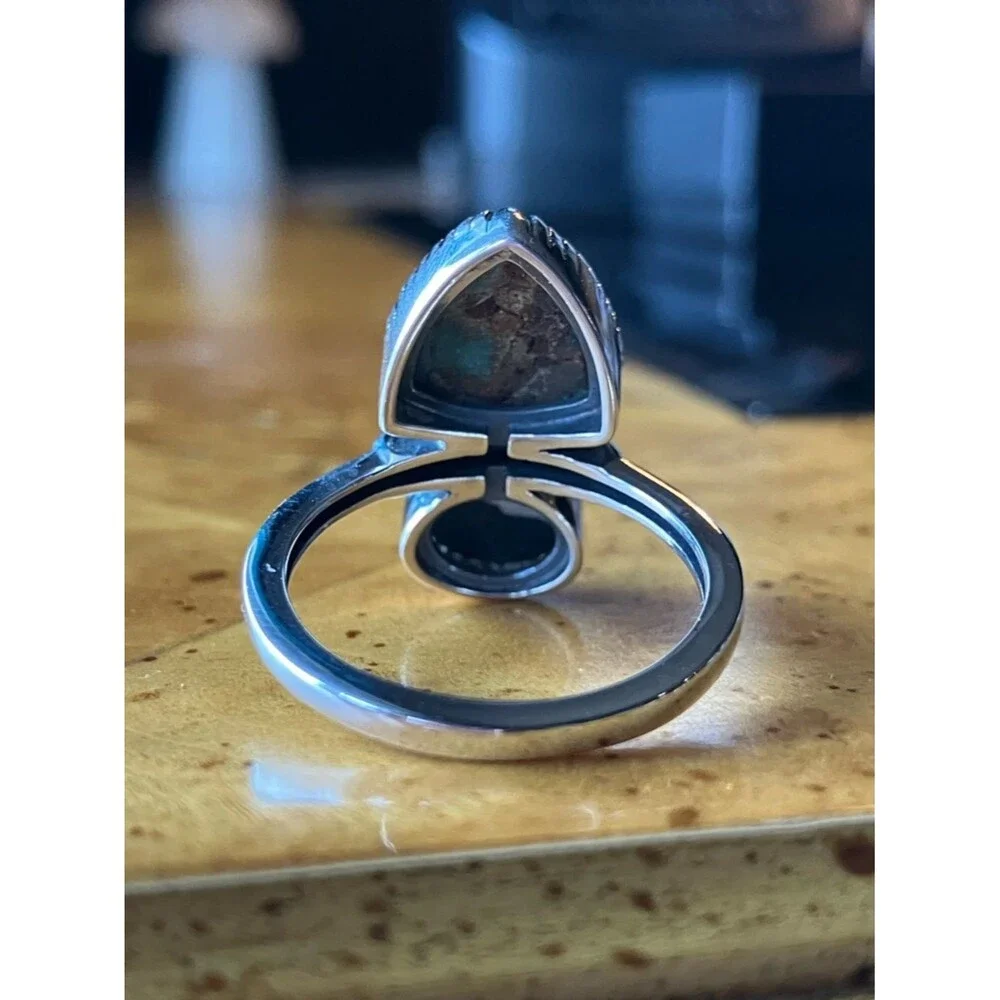 Royston Turquoise White Buffalo Turquoise Sterling Silver Ring Size 8